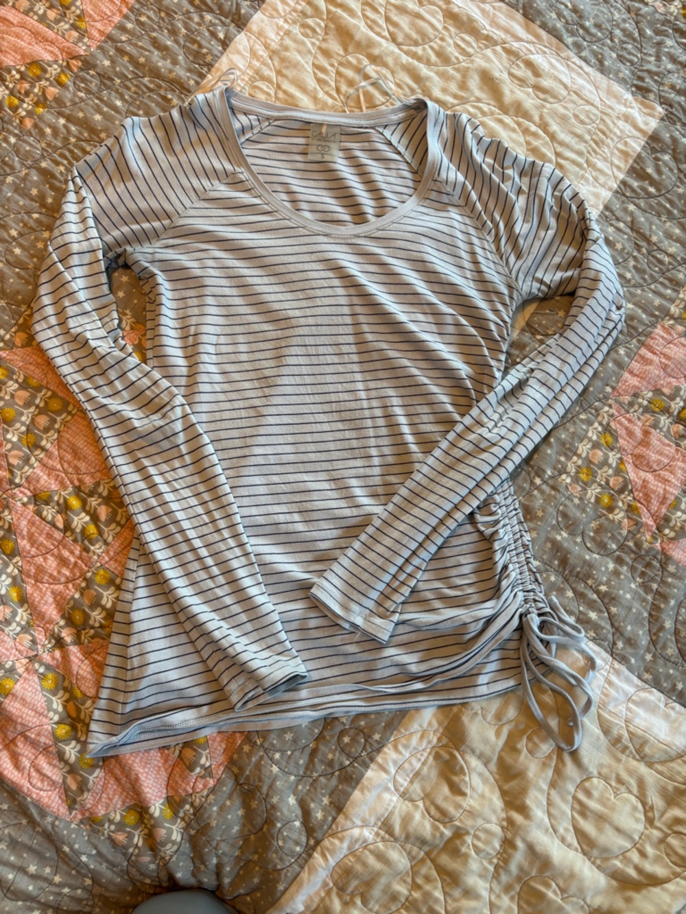 Calia by Carrie Underwood 
Long-Sleeve Striped Side-Ruched Top